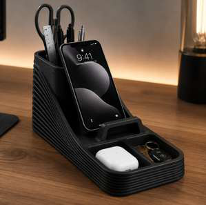 Organizador de mesa com suporte para celular